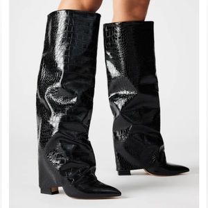 RARE FIND Steve Madden Stuntin Black Crocodile Boots Size 7 1/2
